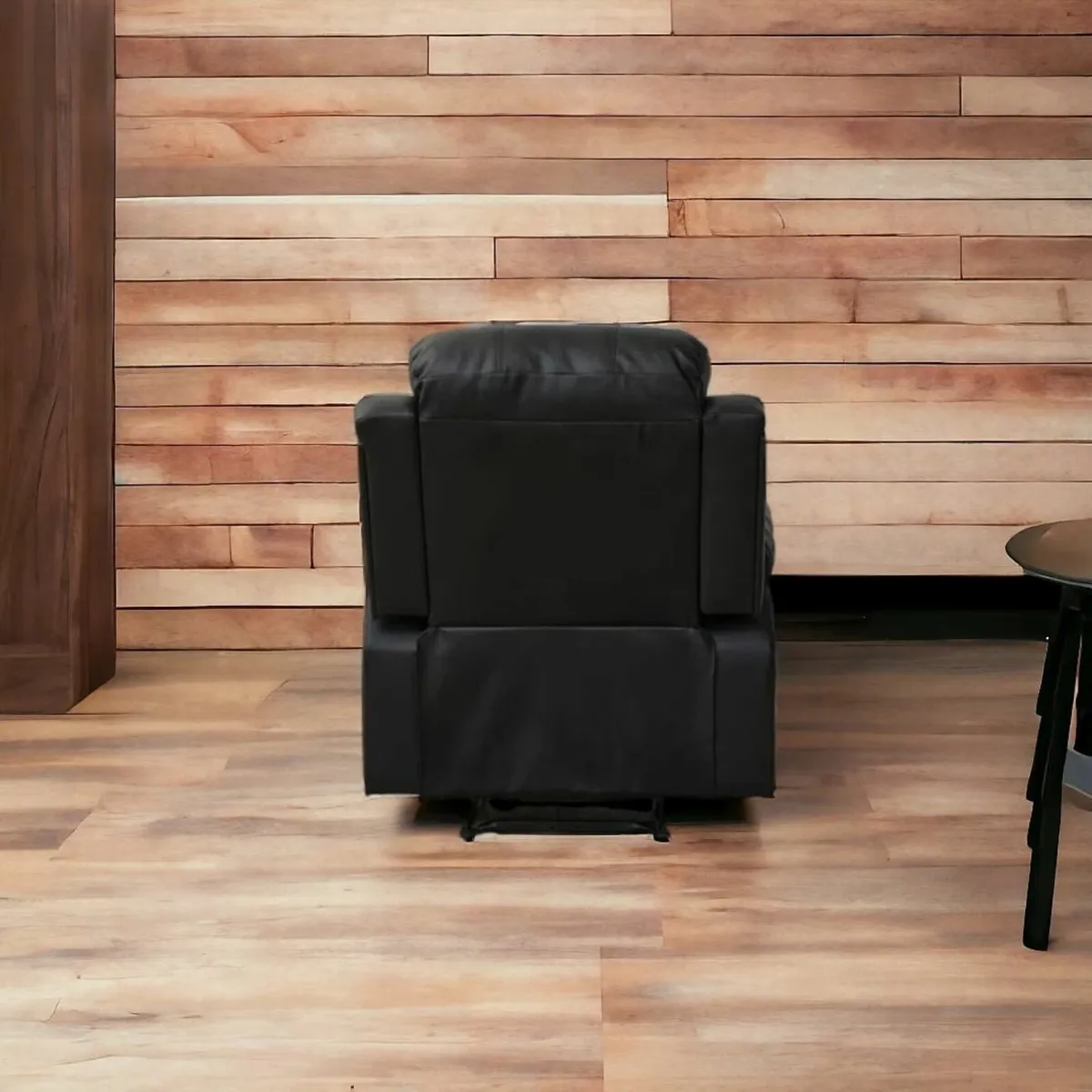 Single Recliner Chair Leather – Black - Image 3