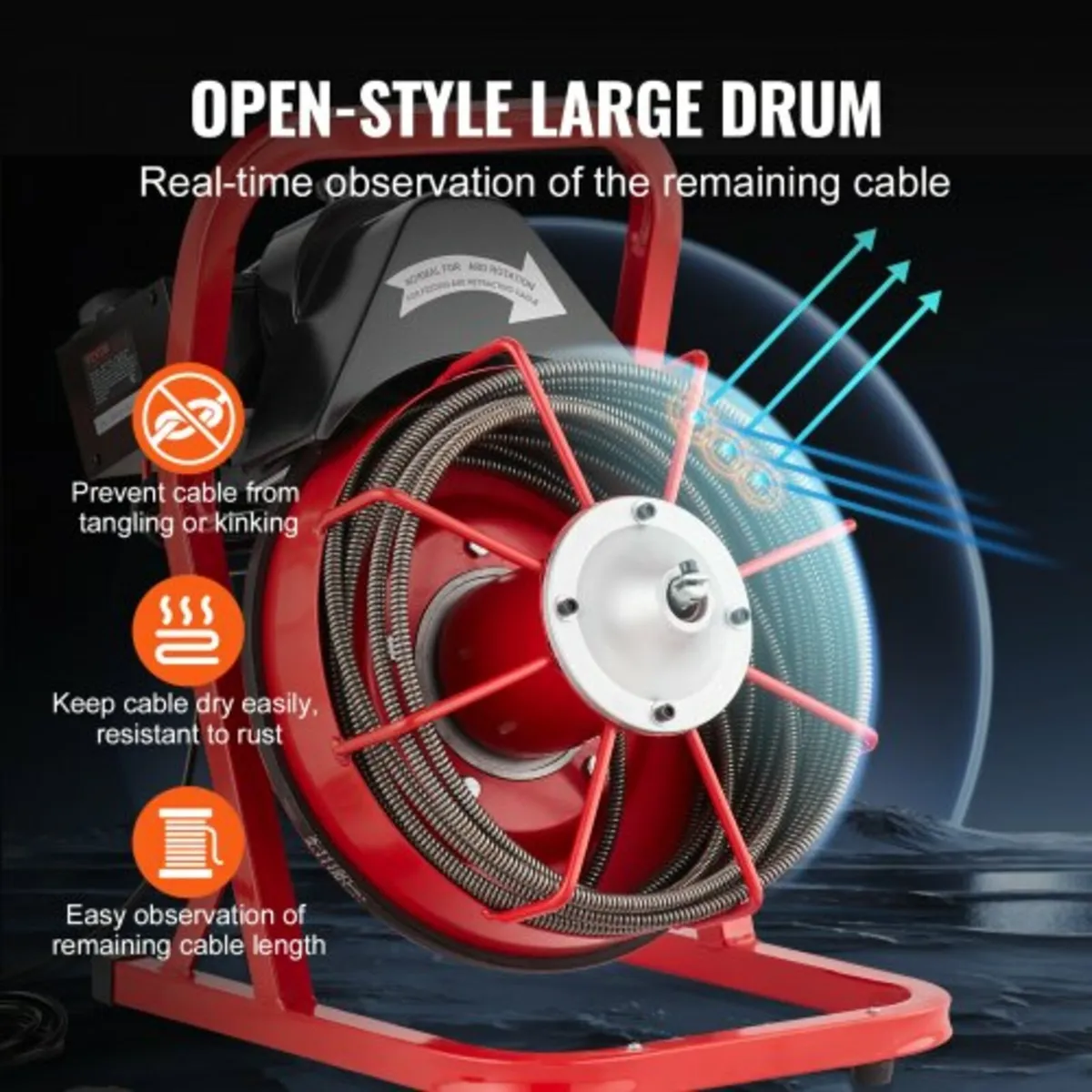 Drain Cleaner Machine Drain Auger 50FT x 3/8 Inch - Image 2