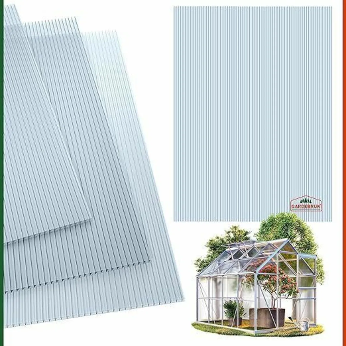 10 x Double Wall Sheets, 6 mm,Polycarbonate UV-Res - Image 2