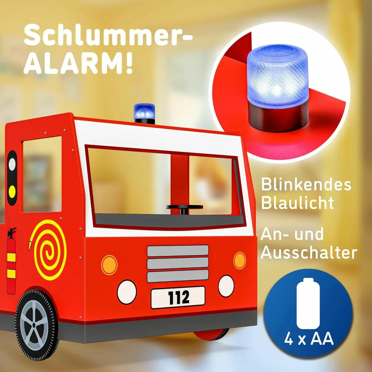 Kids Bed Sporty Red Fire Engine Bed with Slatted F - Image 2