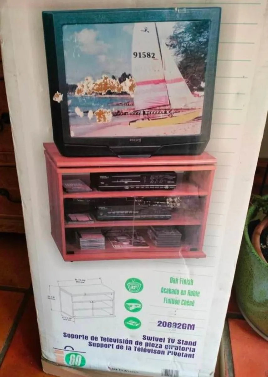 Flat packed, TV swivel stand, new in box. - Image 1