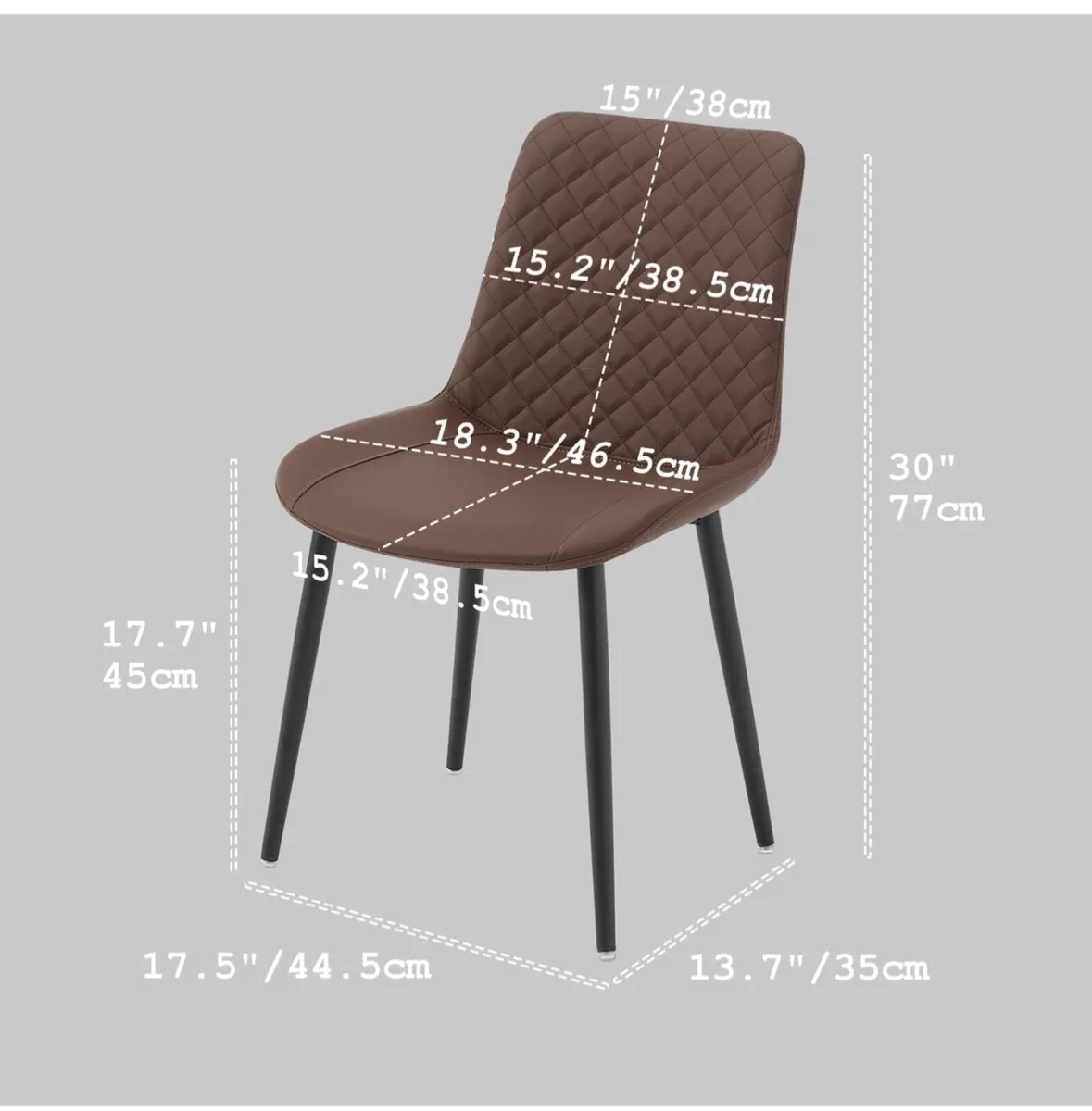 Modern Dining Chairs Set of 2, Brown - Image 3