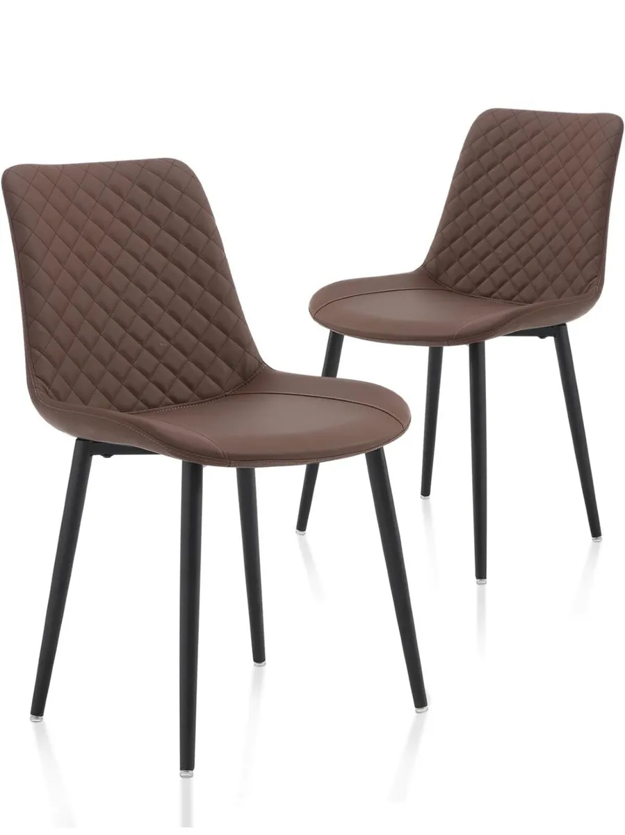 Modern Dining Chairs Set of 2, Brown - Image 4
