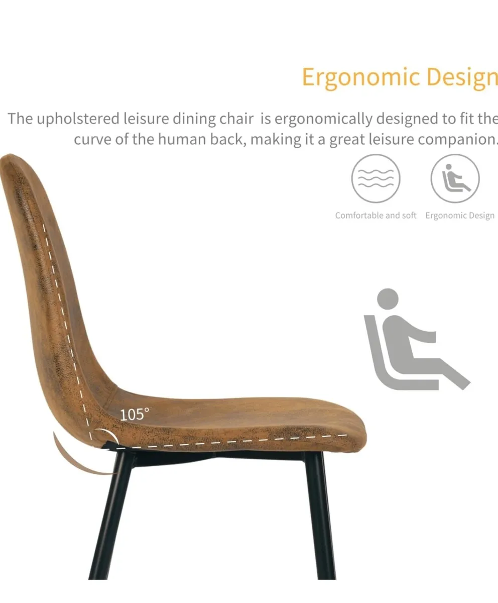 Set of 6 Suede Dining Chairs Soft Chairs Upholster - Image 3