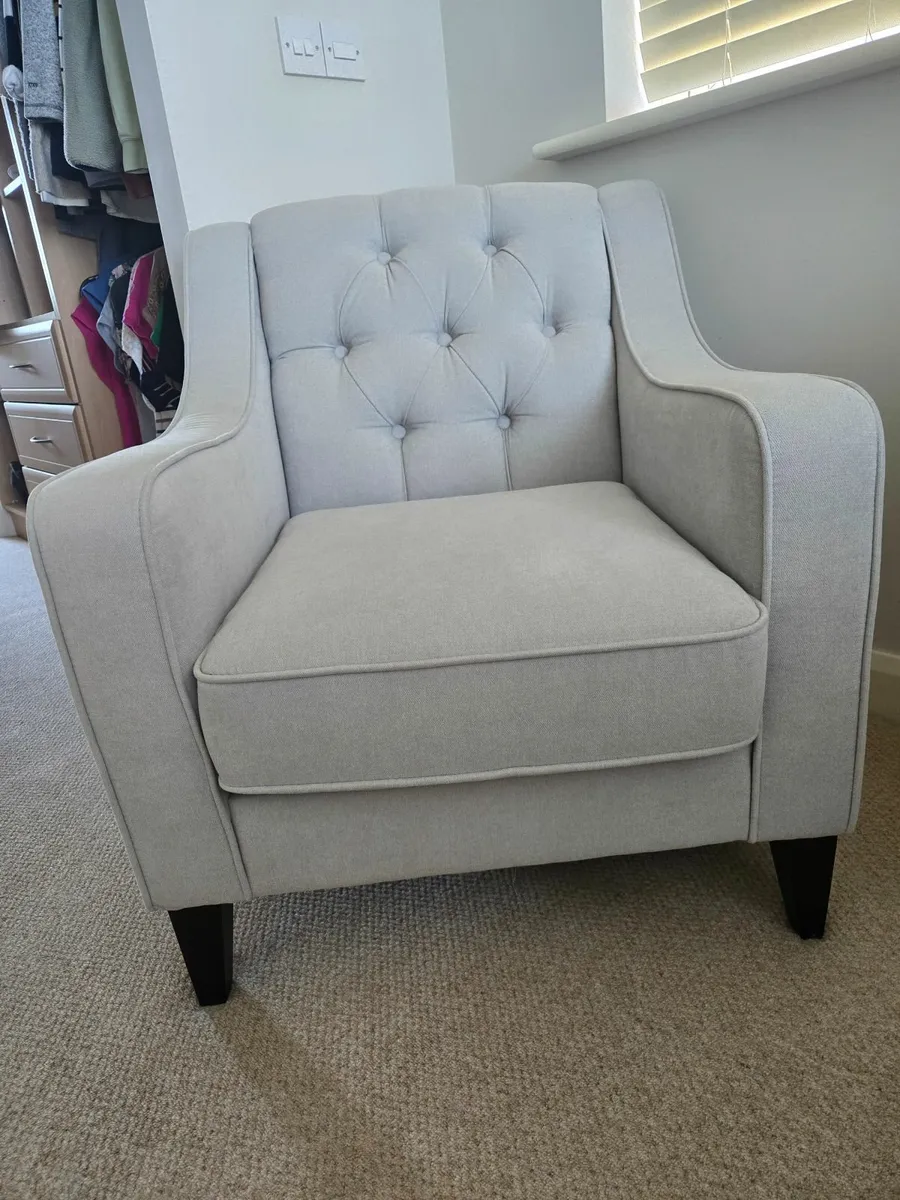 Grey chair, grey 2 seater sofa, grey swivel chair - Image 1