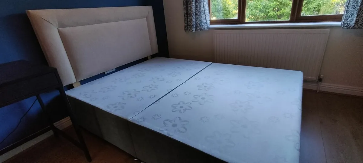 Double divan bed and headboard (as new) - Image 3