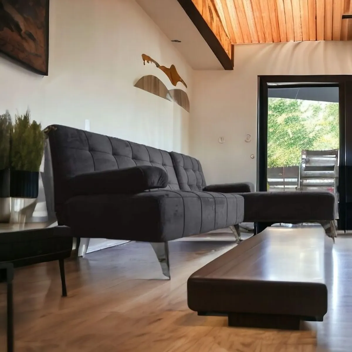 Black corner sofa bed size 198x148cm - Image 3