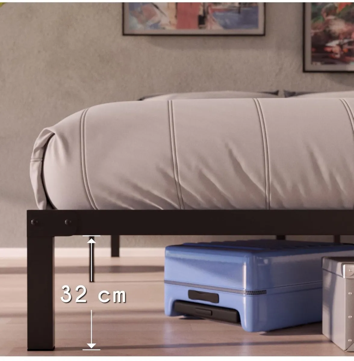 King Size Bed Frame Metal 150x200 with Storage 35c - Image 3