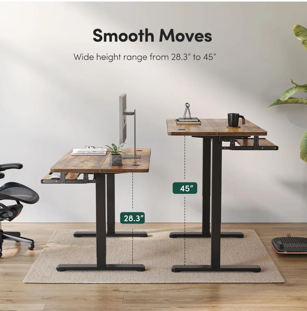 Height Adjustable Electric Standing Desk with Keyb - Image 2