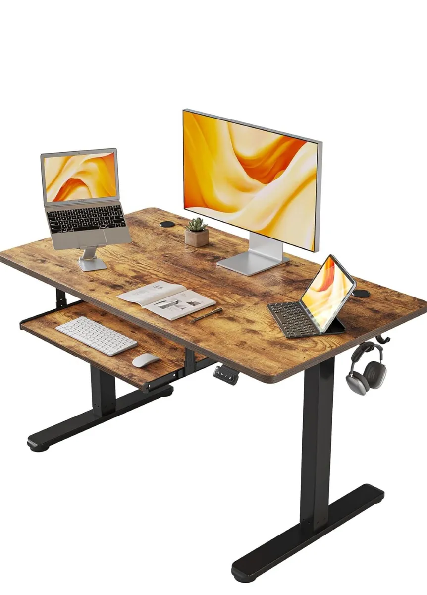 Height Adjustable Electric Standing Desk with Keyb - Image 3