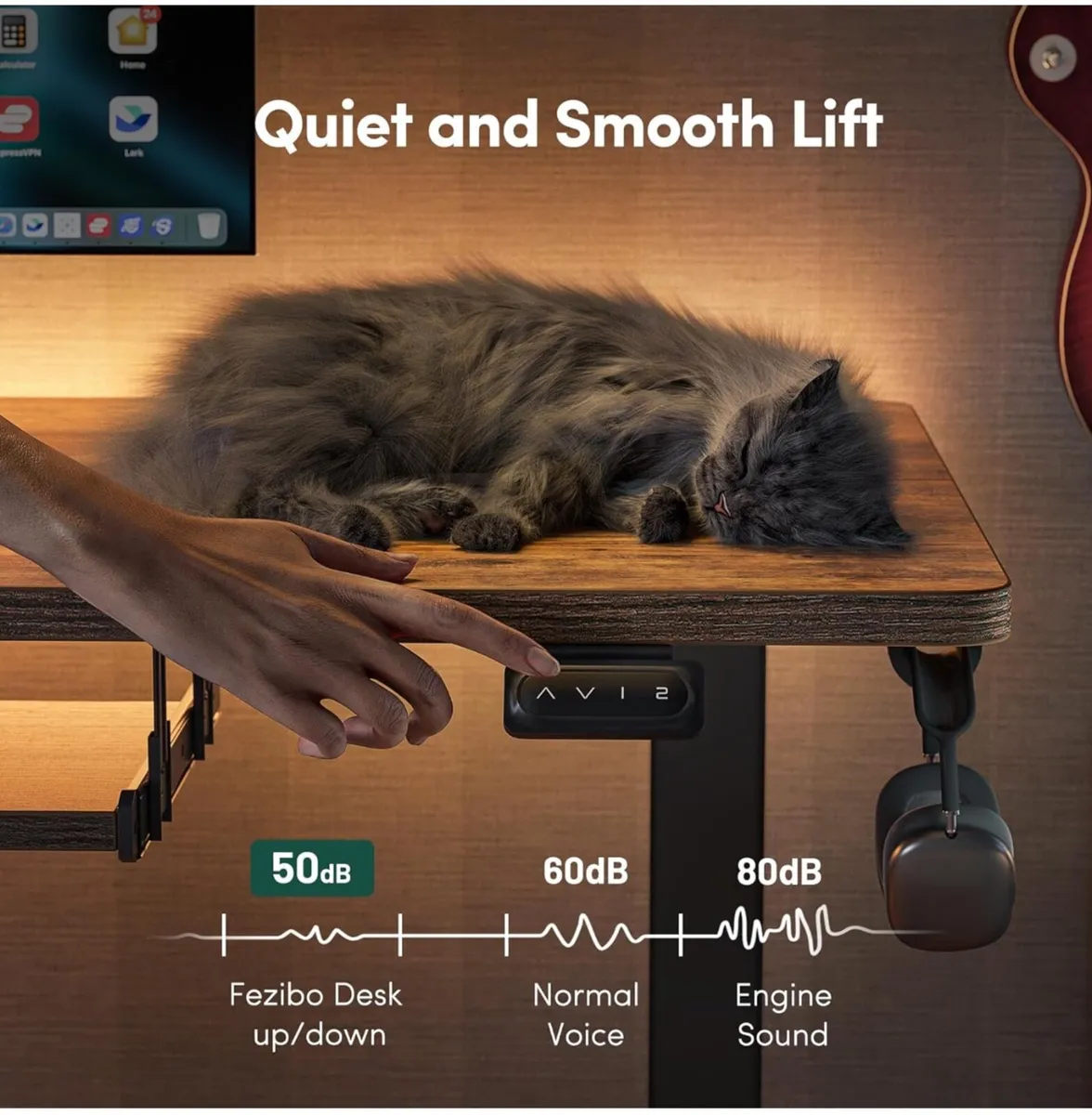Height Adjustable Electric Standing Desk with Keyb - Image 4