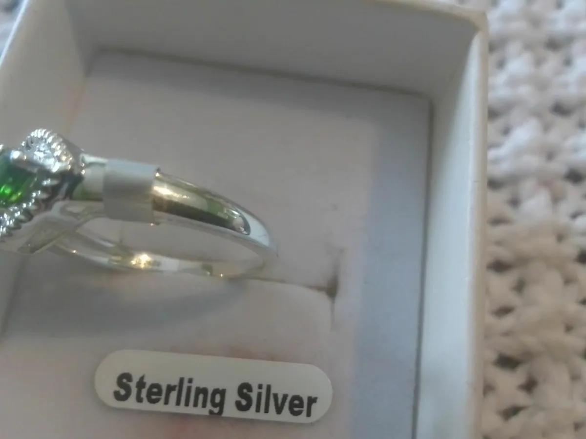 STERLING SILVER GREEN DIOPSIDE RING SIZE N NEW - Image 2