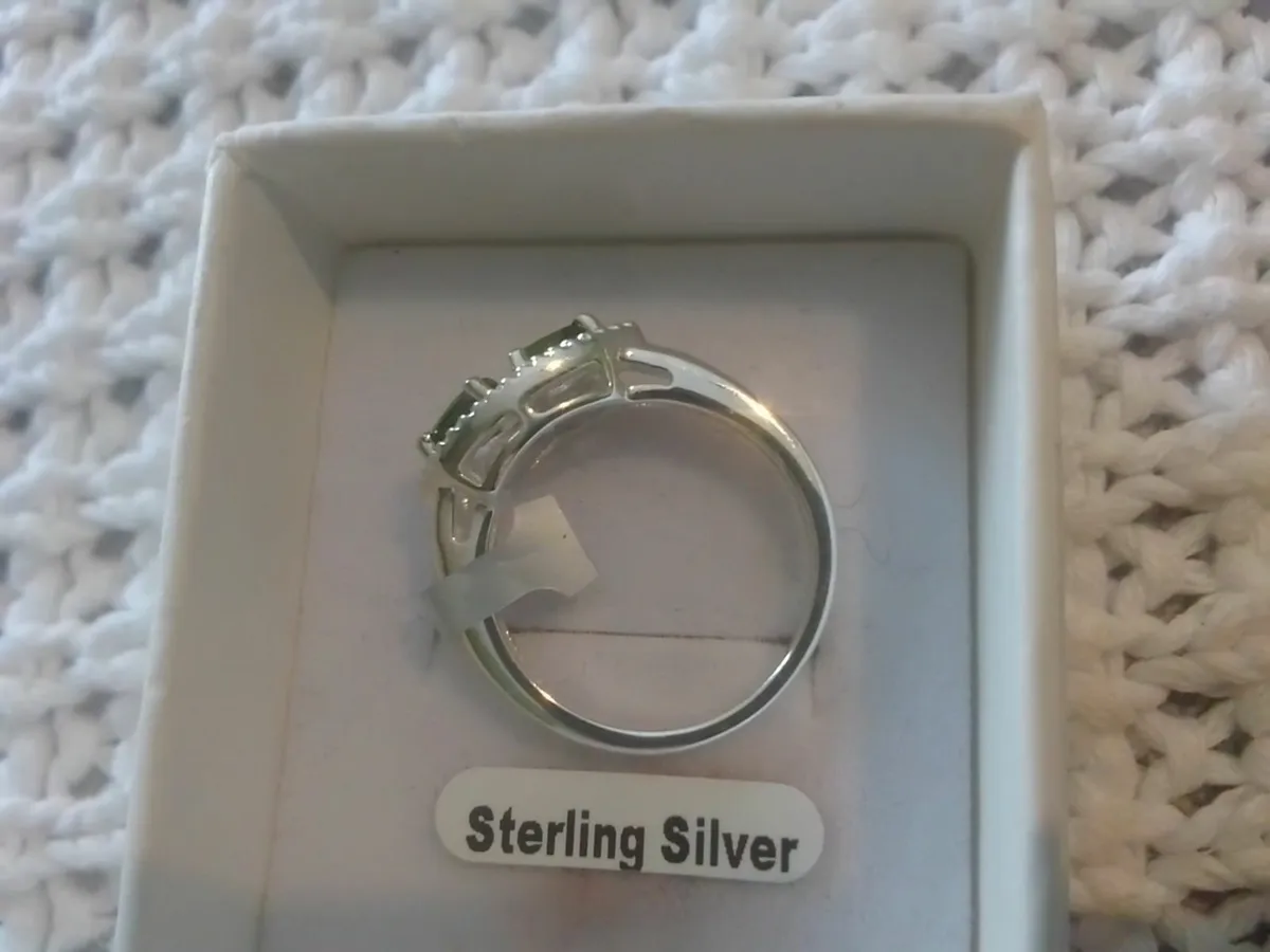 STERLING SILVER GREEN DIOPSIDE RING SIZE N NEW - Image 4