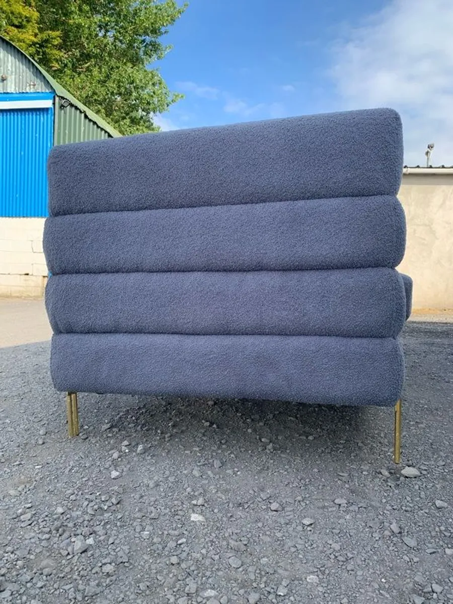 Blue three  seater sofa - Image 4