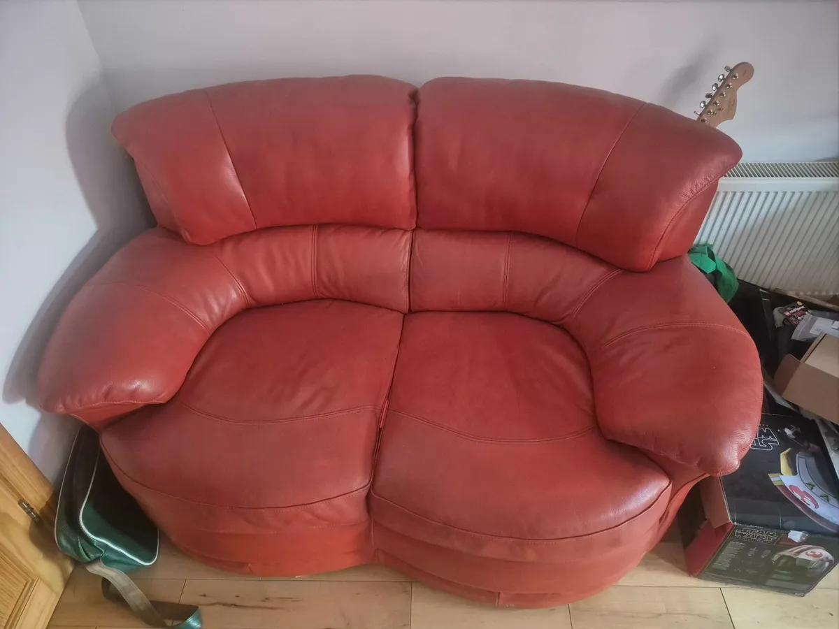 2 Seater Leather Sofa - Image 1