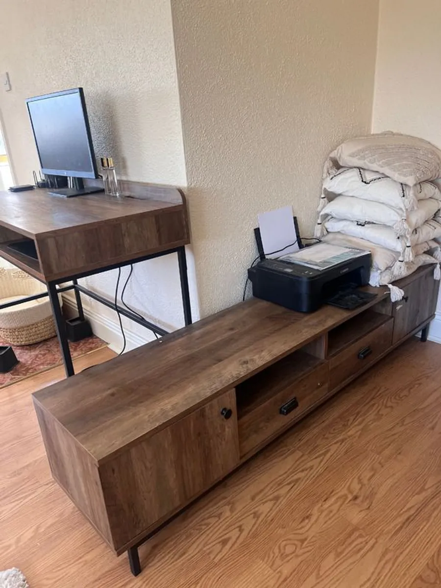 Desk and TV Unit for sale - Image 1