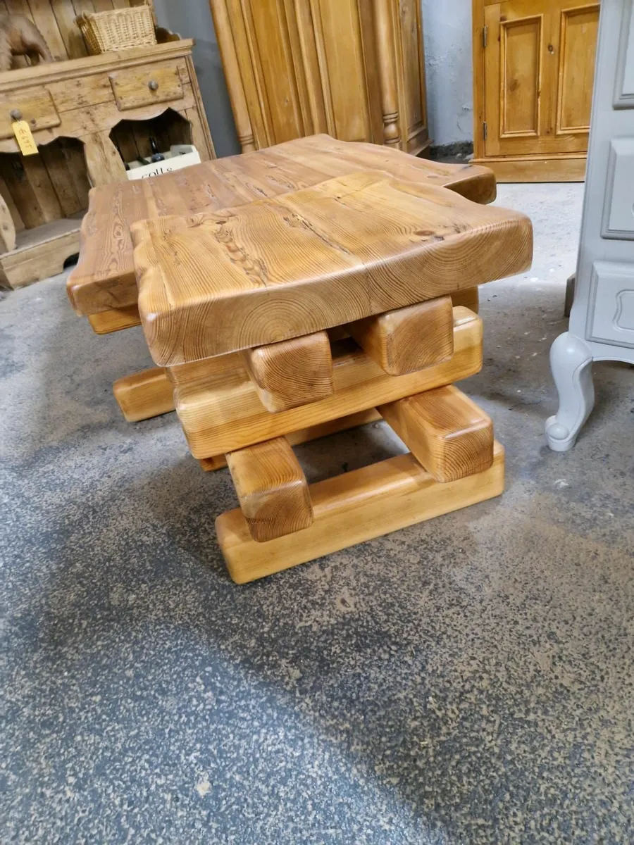 Vintage reclaimed pine coffee table, side table - Image 3