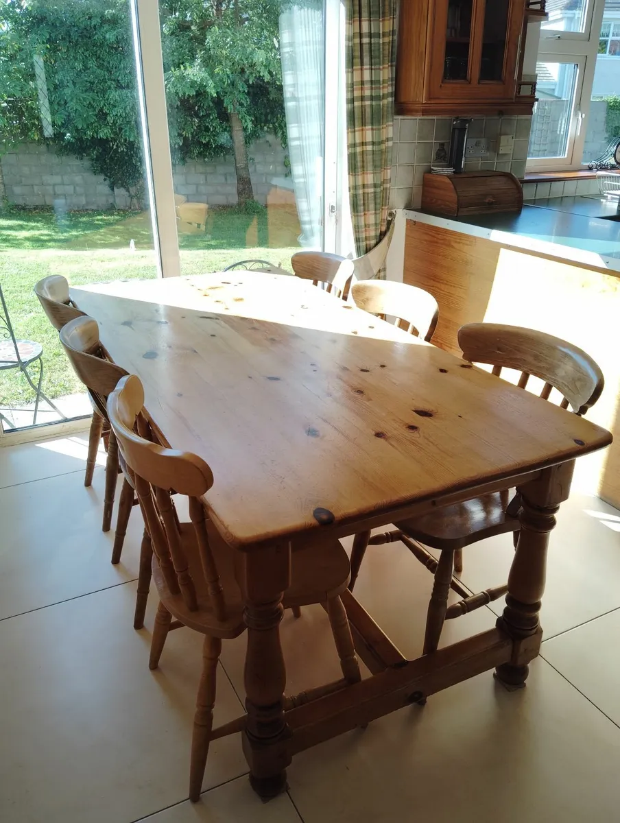 Handmade Antique Pine table and chairs - Image 1