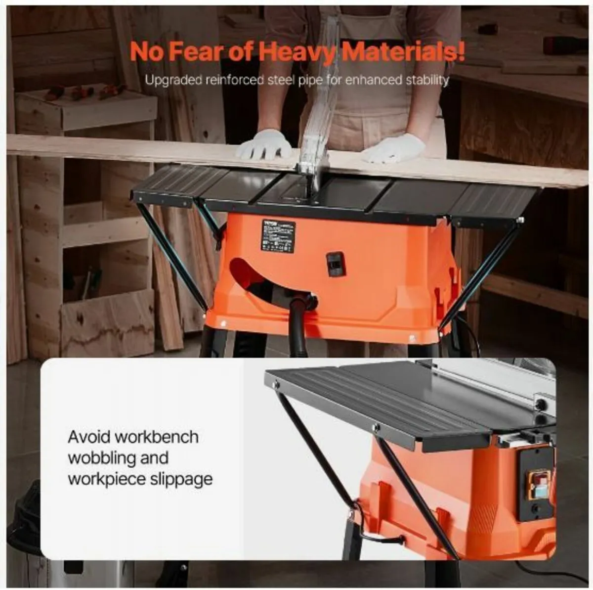 Table Saw with Stand, 1800 W Portable Compact - Image 3