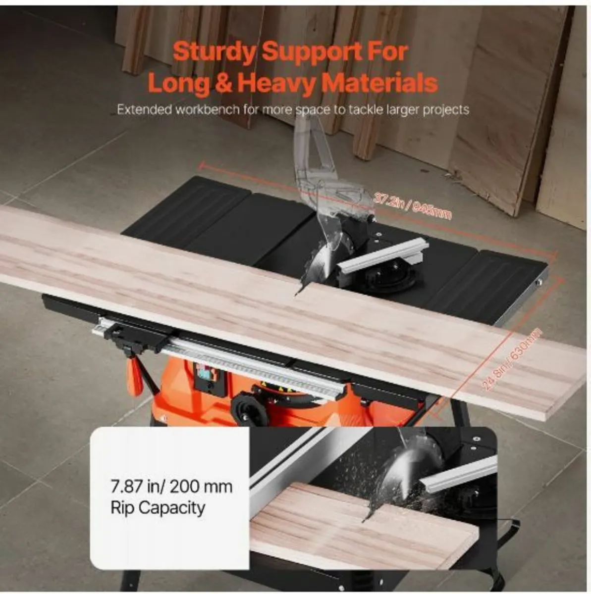 Table Saw with Stand, 1800 W Portable Compact - Image 4