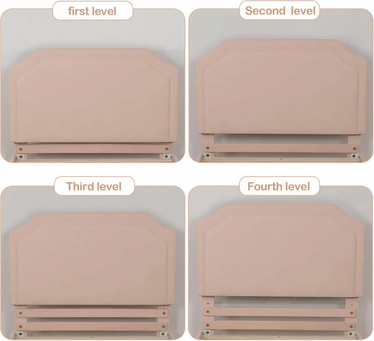 Velvet Wooden Kids Bed Single Headboard Pink98x200 - Image 3