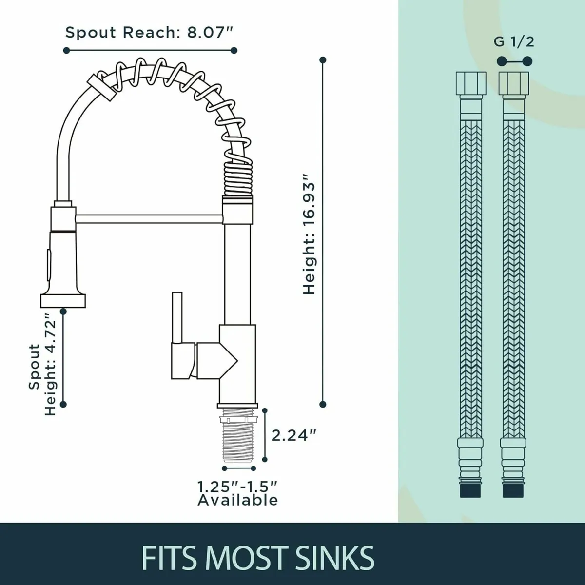 Kitchen Tap, Spring Kitchen Sink Mixer Taps Gold - Image 3