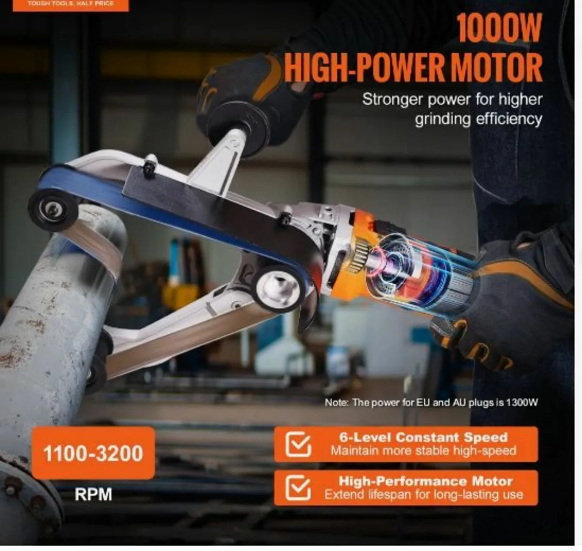 Pipe Tube Polisher Sander 1300W 6 Variable Speeds - Image 2
