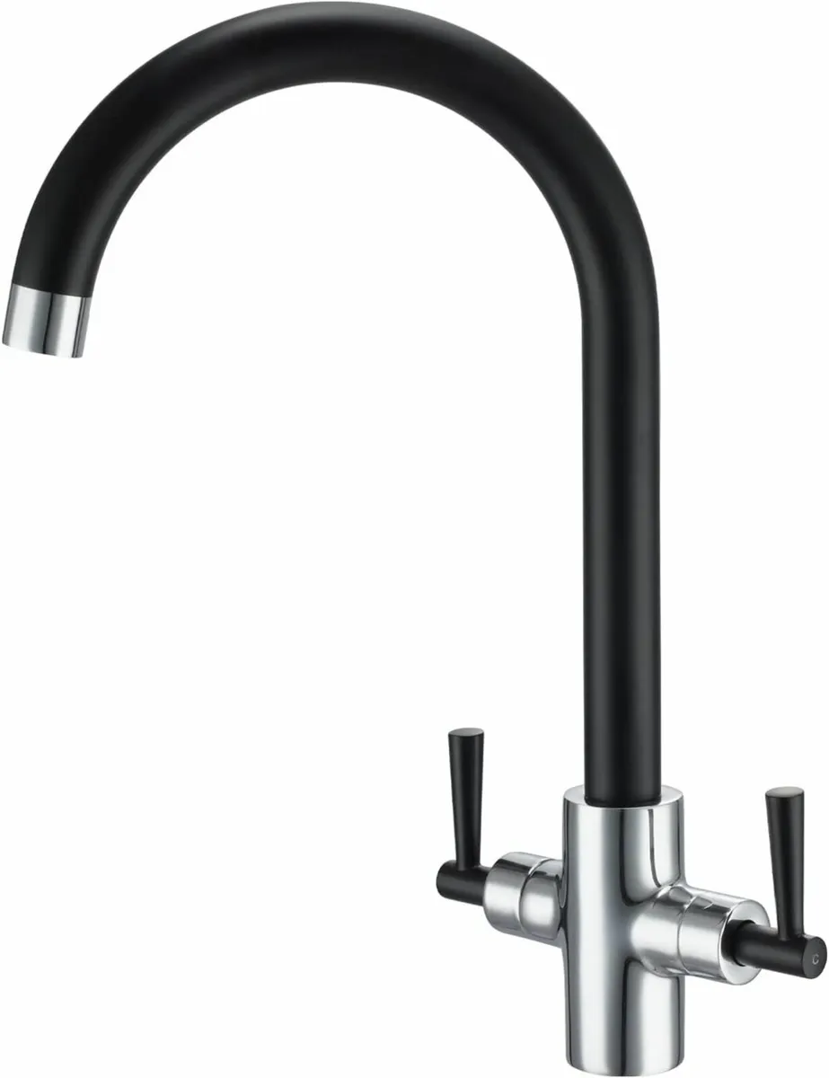 Kitchen Mixer Tap Dual Lever 360 Swivel Spout - Image 2