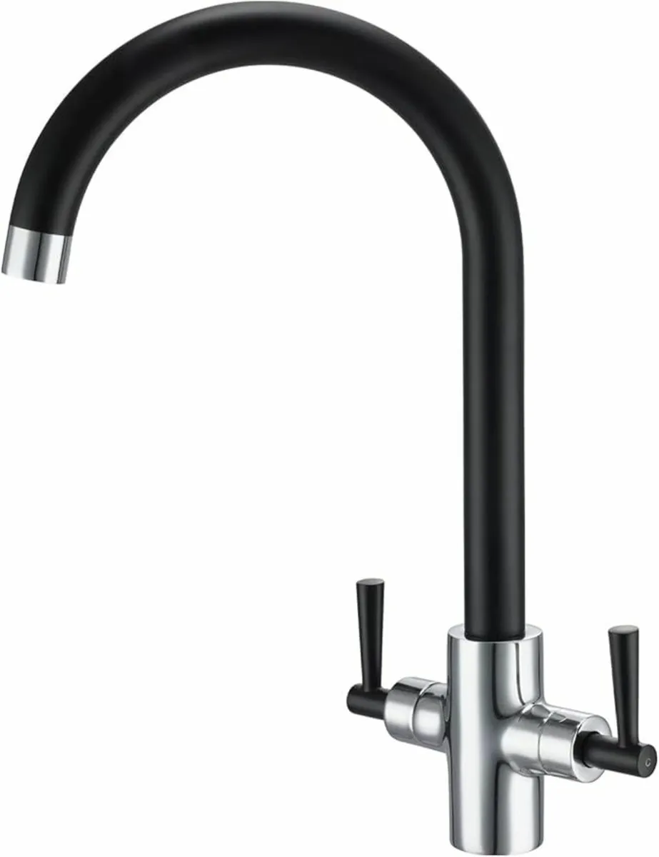 Kitchen Mixer Tap Dual Lever 360 Swivel Spout - Image 3