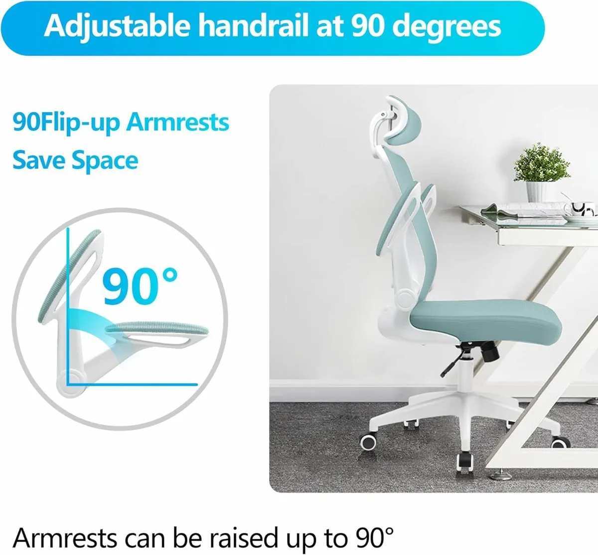 Ergonomic Office Chair, Breathable Desk Chair Blue - Image 3