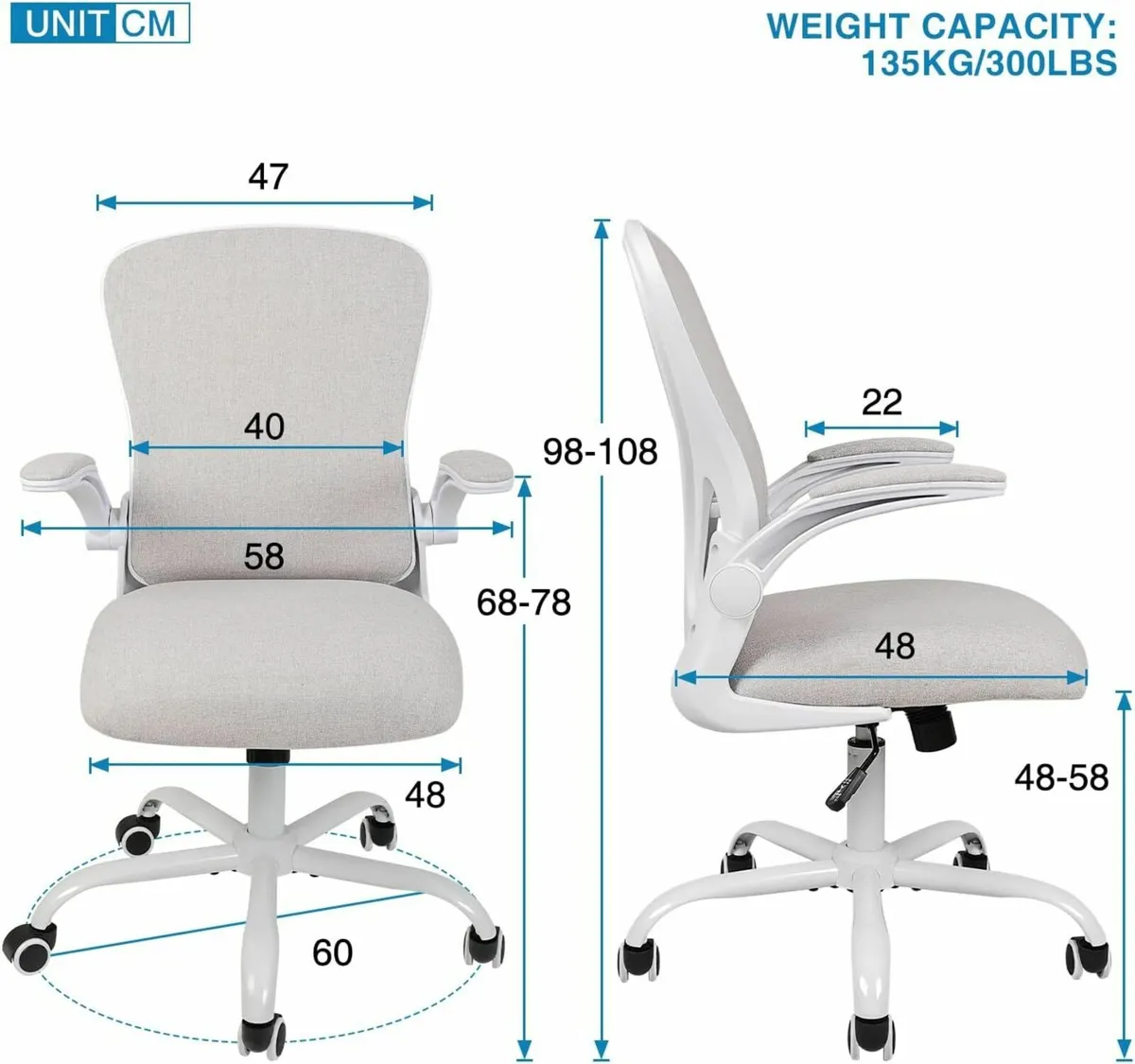 Office Chair Flip-up Armrest Ergonomic Desk Chair - Image 3