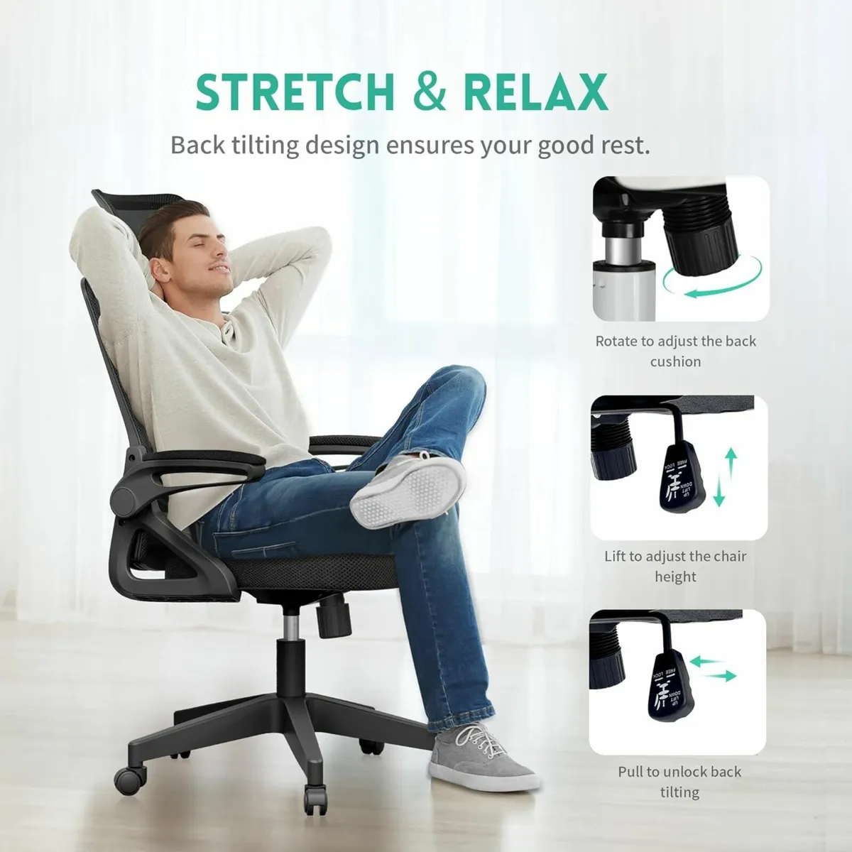 Ergonomic Office Chair, S-Shaped Mesh gaming chair - Image 4