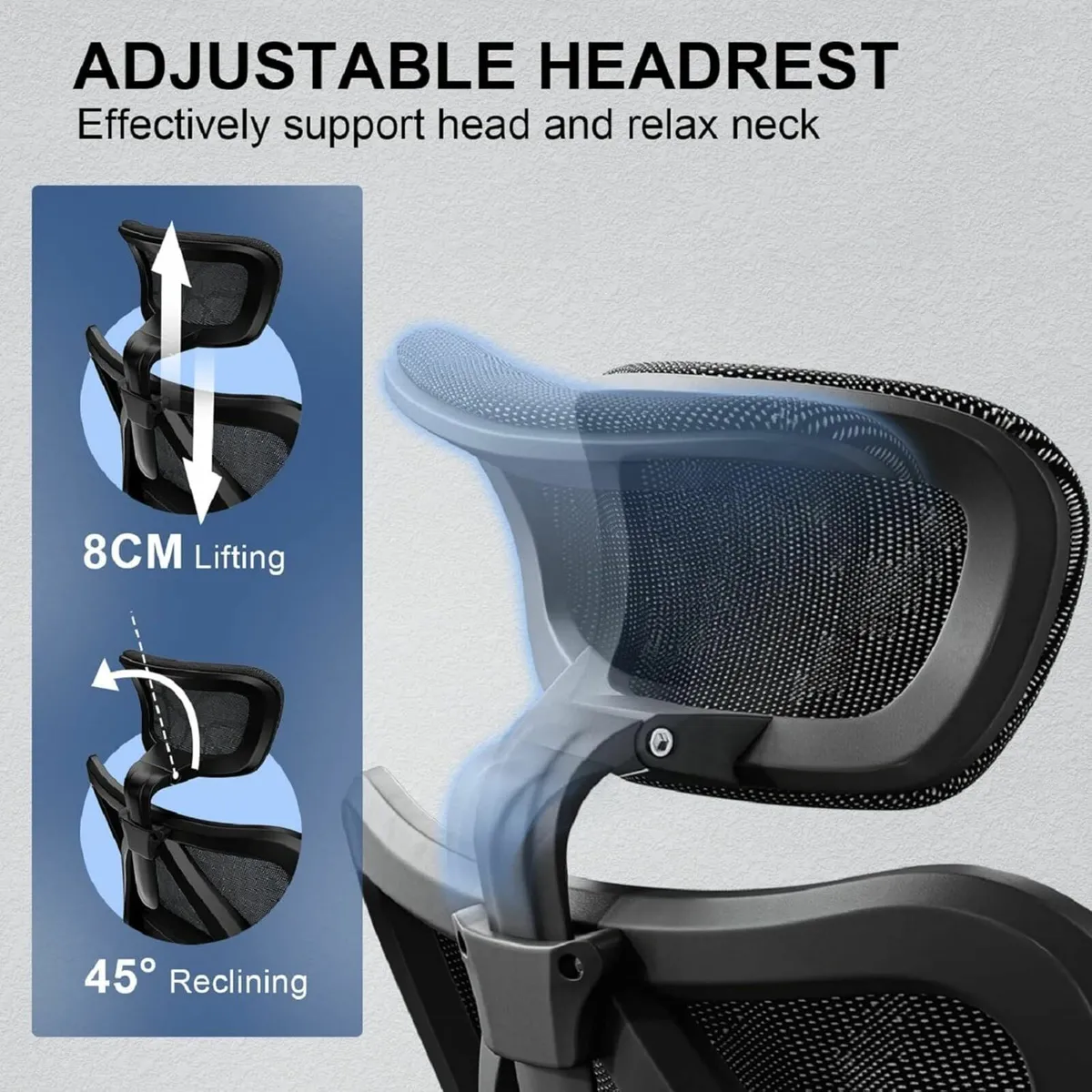 Ergonomic Office Chair Mesh Desk gaming Chair grey - Image 3