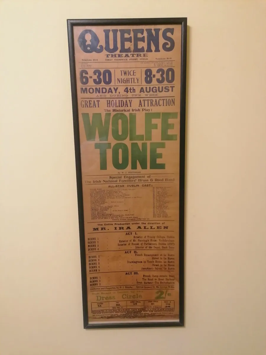 Original 1919 Wolfe Tone Play Theatre Show Card - Image 1