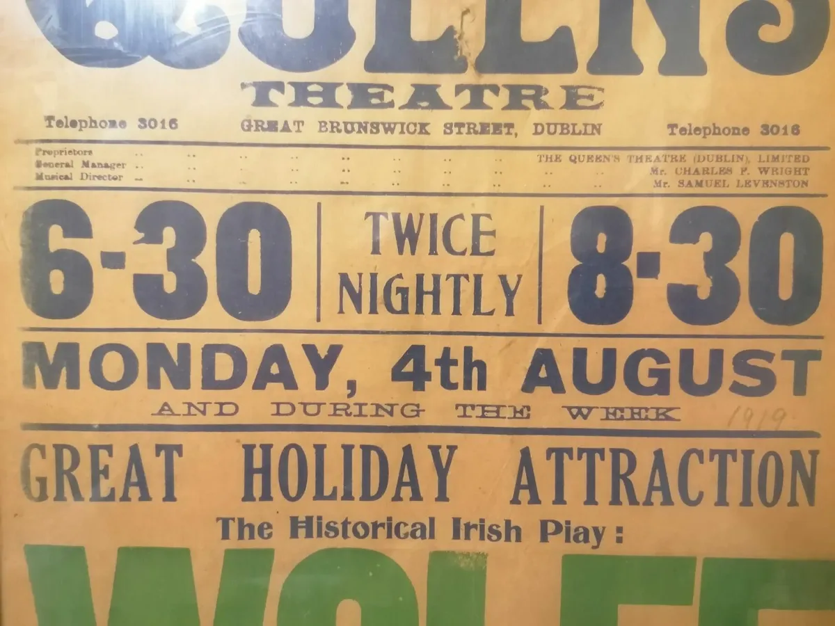 Original 1919 Wolfe Tone Play Theatre Show Card - Image 2