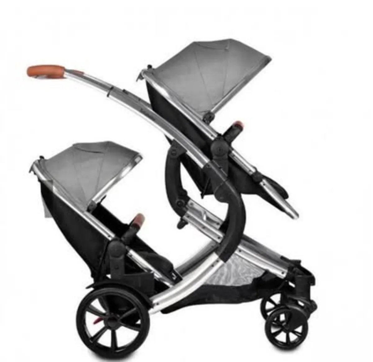 Infababy double buggy shadow grey with 1 carseat - Image 1