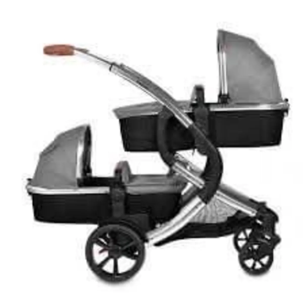 Infababy double buggy shadow grey with 1 carseat - Image 2
