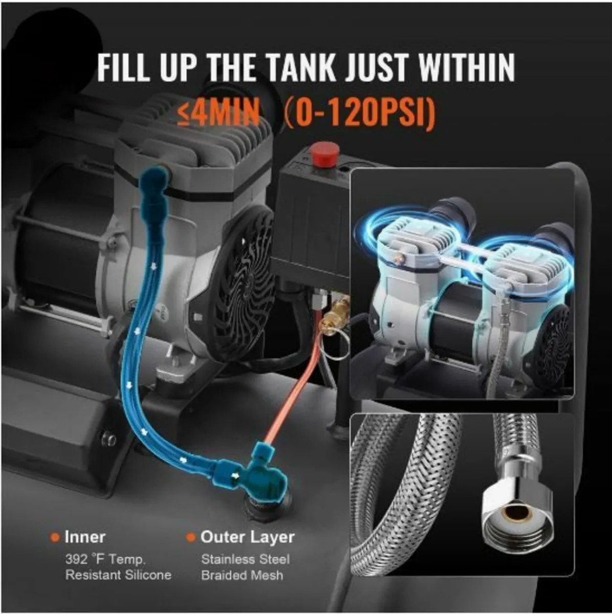 Air Compressor Compact Portable Oil - Image 3