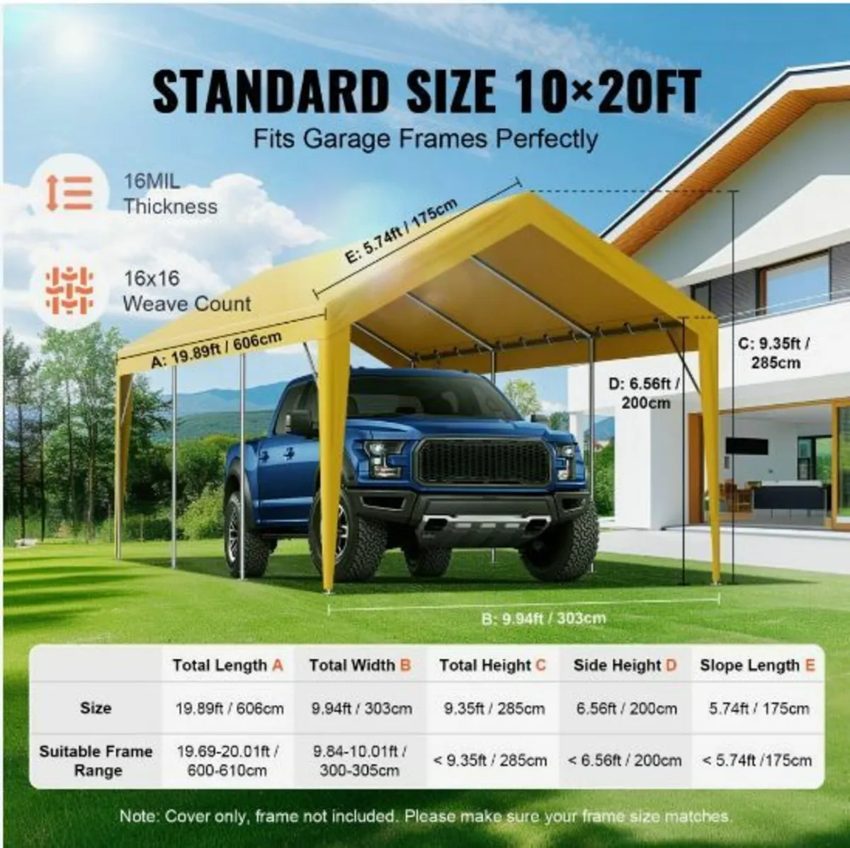 Carport Replacement Canopy Cover 10 x 20 ft - Image 3
