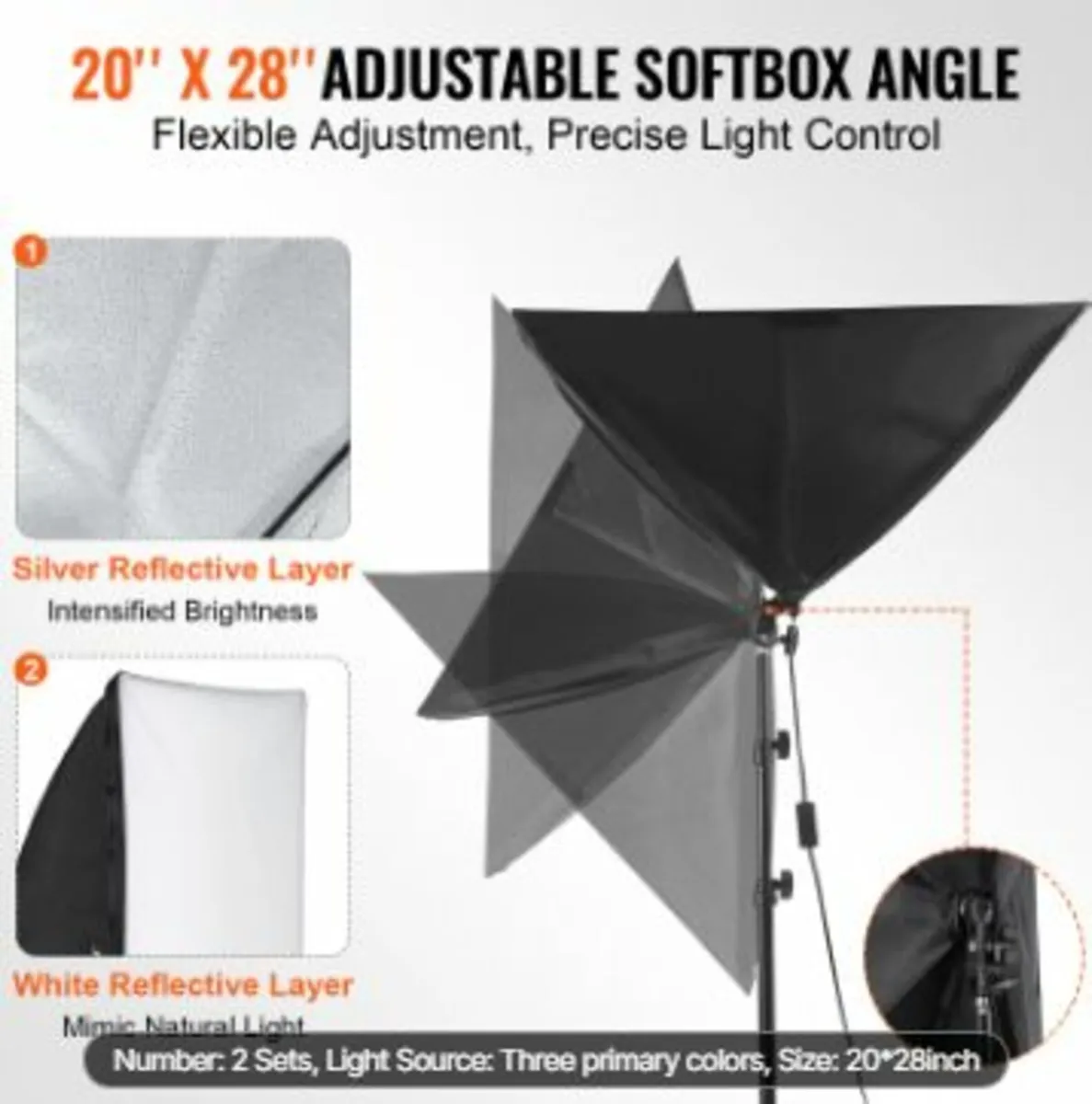 Softbox Lighting Kit 20 in x 28 in 45W 3000-6500K - Image 4