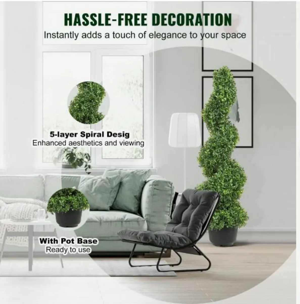 Artificial Topiaries Boxwood Trees, 4ft Tall - Image 2