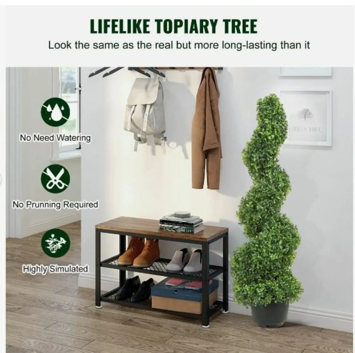 Artificial Topiaries Boxwood Trees, 4ft Tall - Image 3