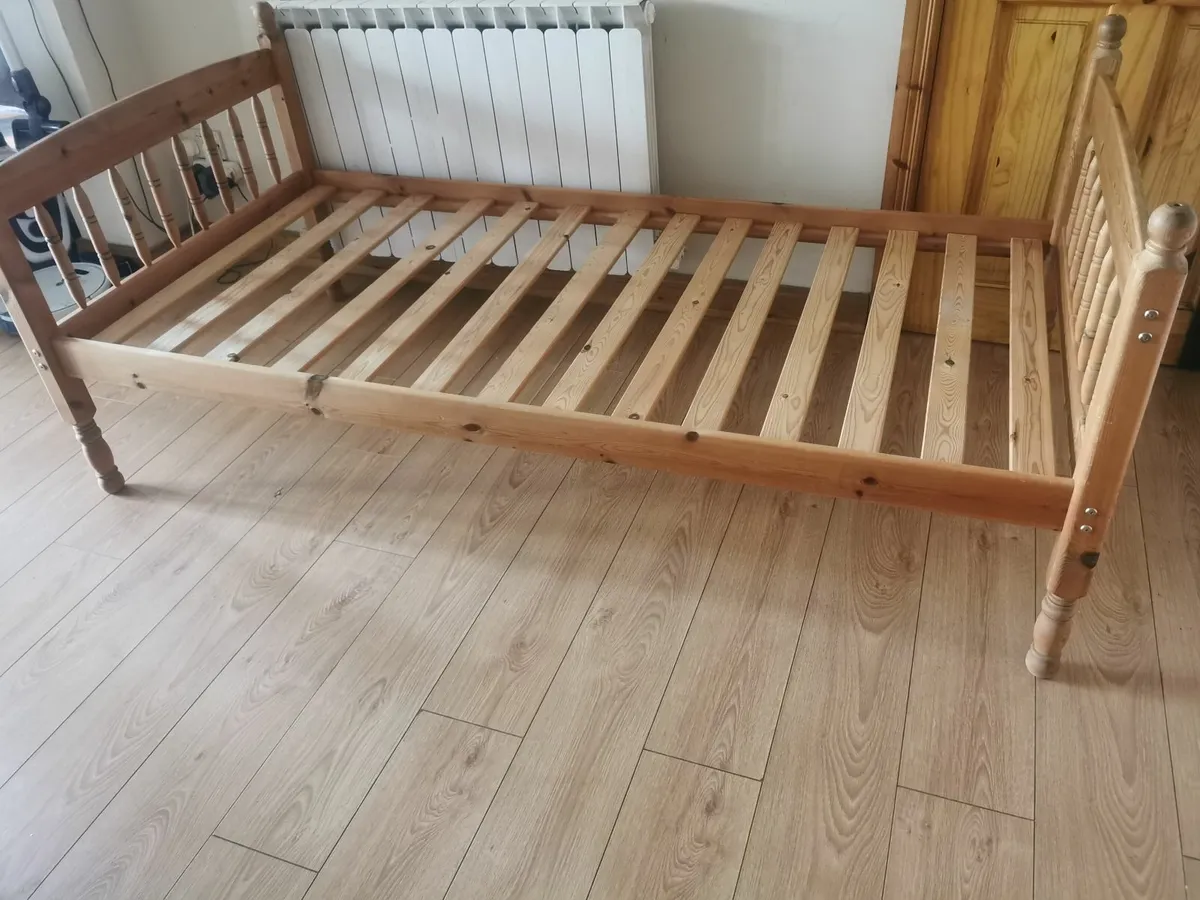 Pine Quality Sturdy single bed+quality mattress - Image 1