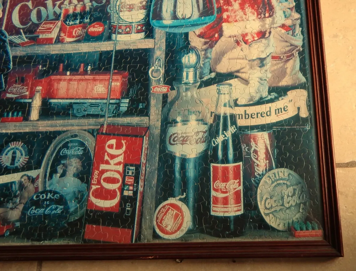 Large Vintage Framed Coca Cola Advertising Jigsaw - Image 2
