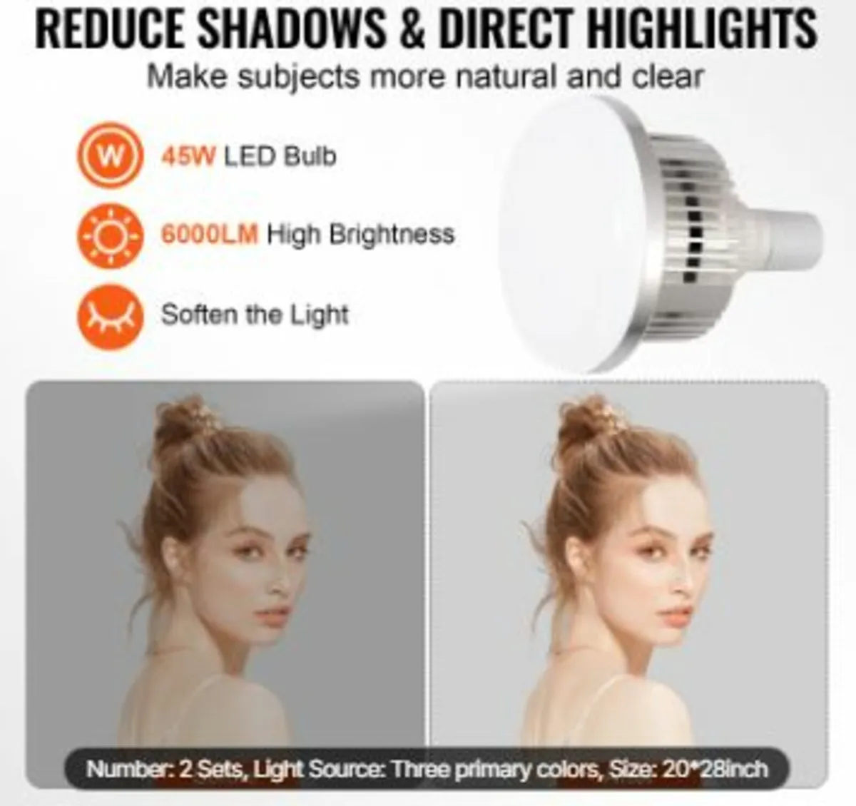 Softbox Lighting Kit 20 in x 28 in 45W 3000-6500K - Image 2
