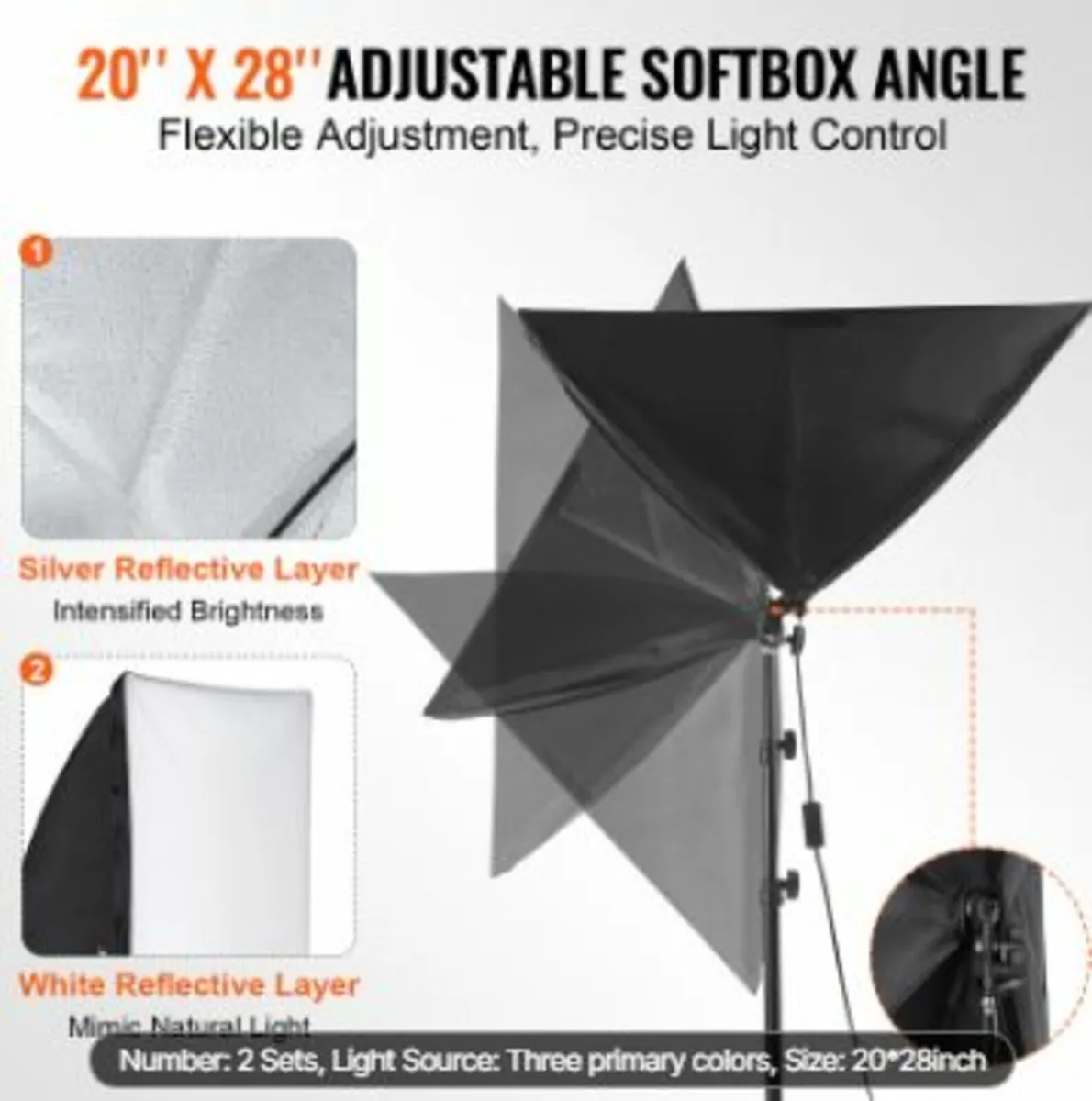 Softbox Lighting Kit 20 in x 28 in 45W 3000-6500K - Image 4
