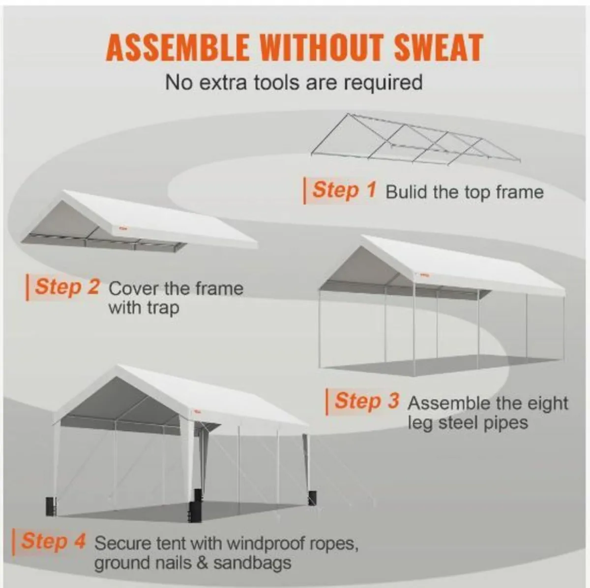 Carport, 10x20 ft Heavy Duty Car - Image 4