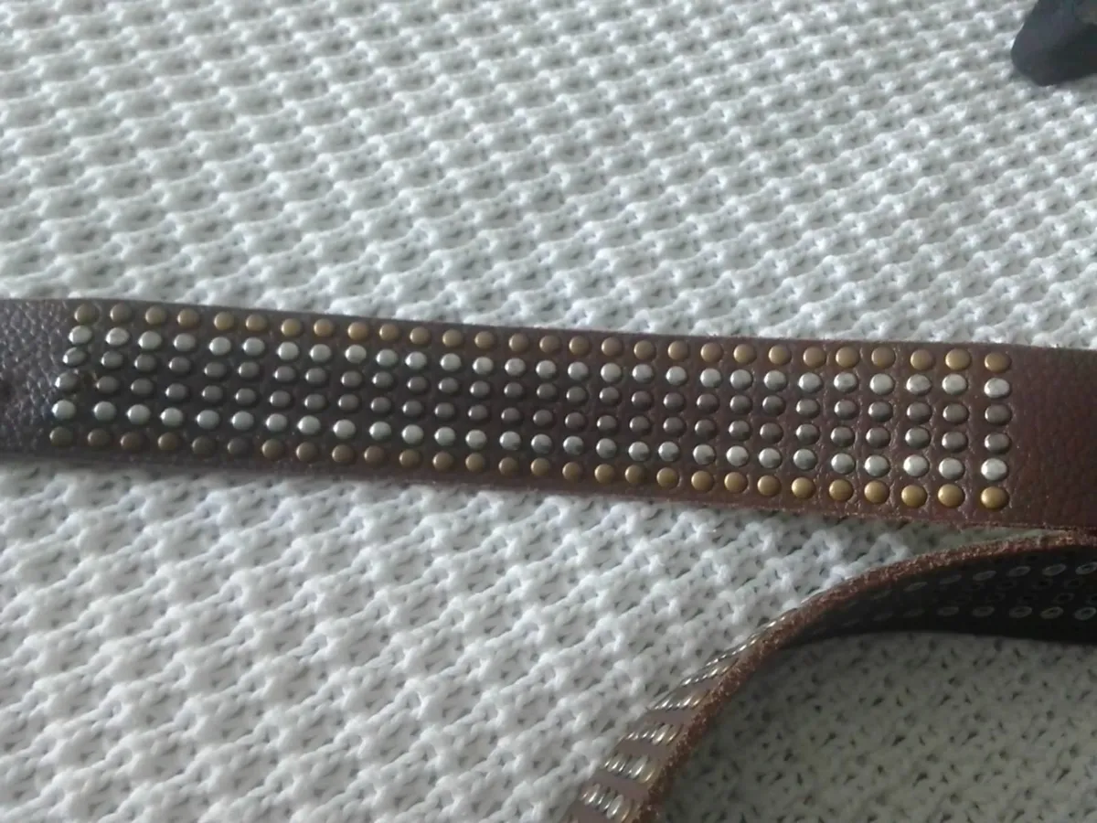 WAREHOUSE BROWN LEATHER STUDDED BELT M-L NEW - Image 4