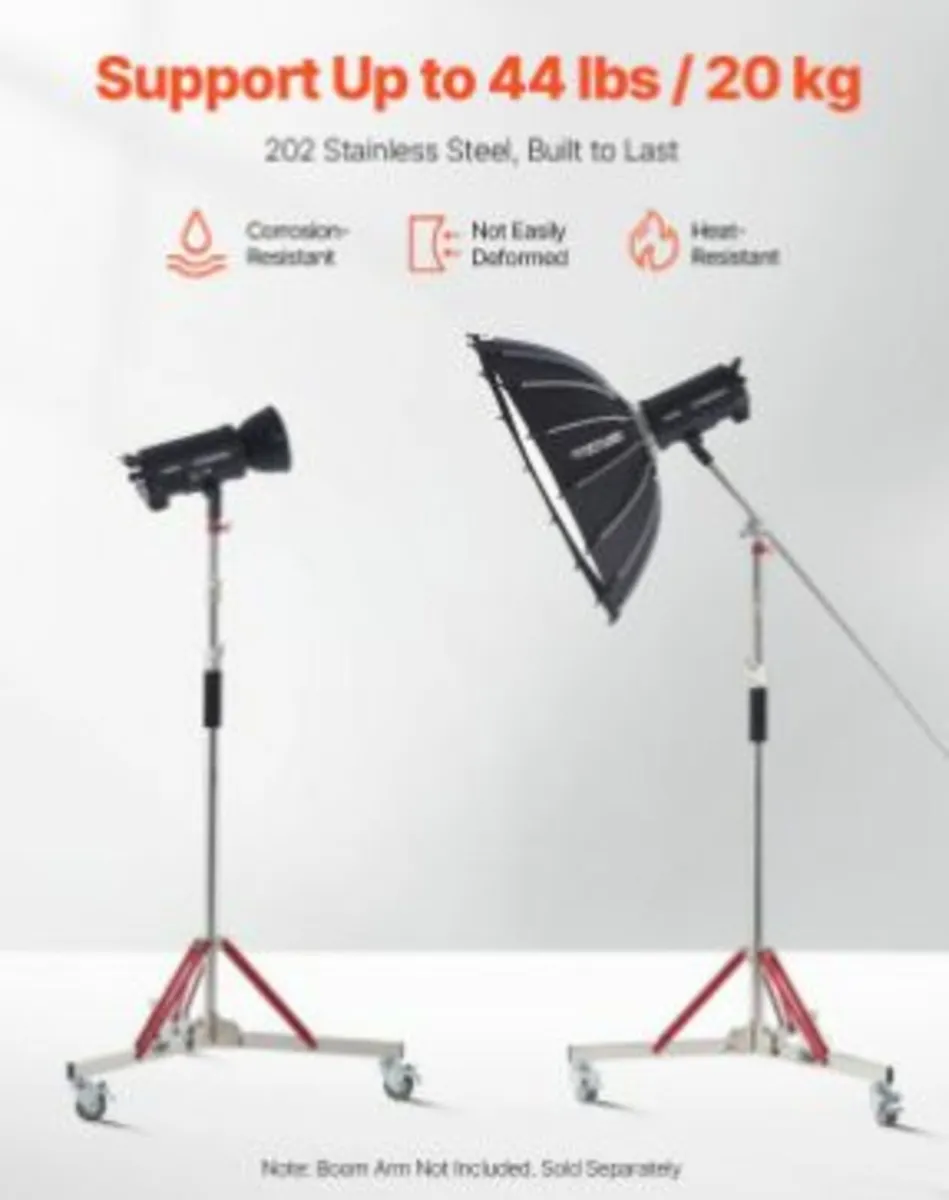 Heavy Duty Light Stand with Casters Max Height 10. - Image 3