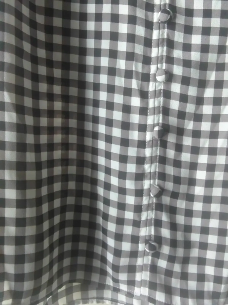 Marks & Spencer black and white gingham top 12-14 - Image 3
